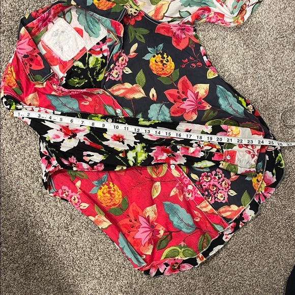 Cino 100% Cotton Roll Sleeve Floral Button Down Size XL - Picture 7 of 7